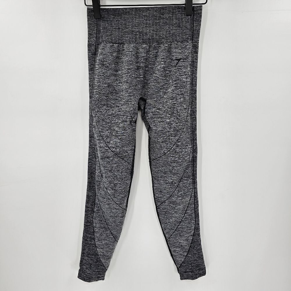 Gymshark hyper amplify heathered black gray leggings medium booty contour